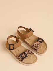 Brakeburn Brown Leopard Print Spot Ankle Strap Sandals - Image 3 of 4
