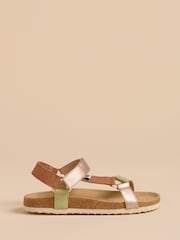 Brakeburn Brown Dark Playful Webbing Strap Sandals - Image 1 of 4