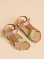 Brakeburn Brown Dark Playful Webbing Strap Sandals - Image 2 of 4