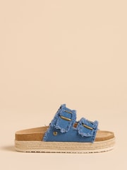 Brakeburn Blue Denim Platform Sandals - Image 1 of 4