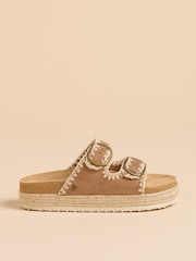 Brakeburn Brown Denim Platform Sandals - Image 1 of 4