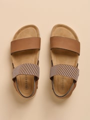 Brakeburn Brown Stripe Sandals - Image 3 of 4