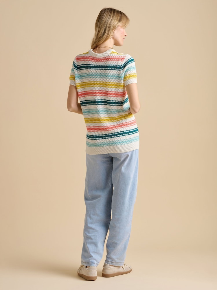 Brakeburn Cream Classic Stripe Knitted T-Shirt - Image 2 of 5