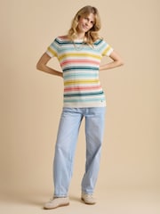 Brakeburn Cream Classic Stripe Knitted T-Shirt - Image 3 of 5