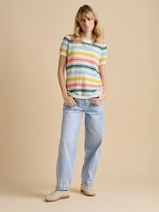 Brakeburn Cream Classic Stripe Knitted T-Shirt - Image 4 of 5