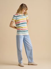 Brakeburn Cream Classic Stripe Knitted T-Shirt - Image 5 of 5