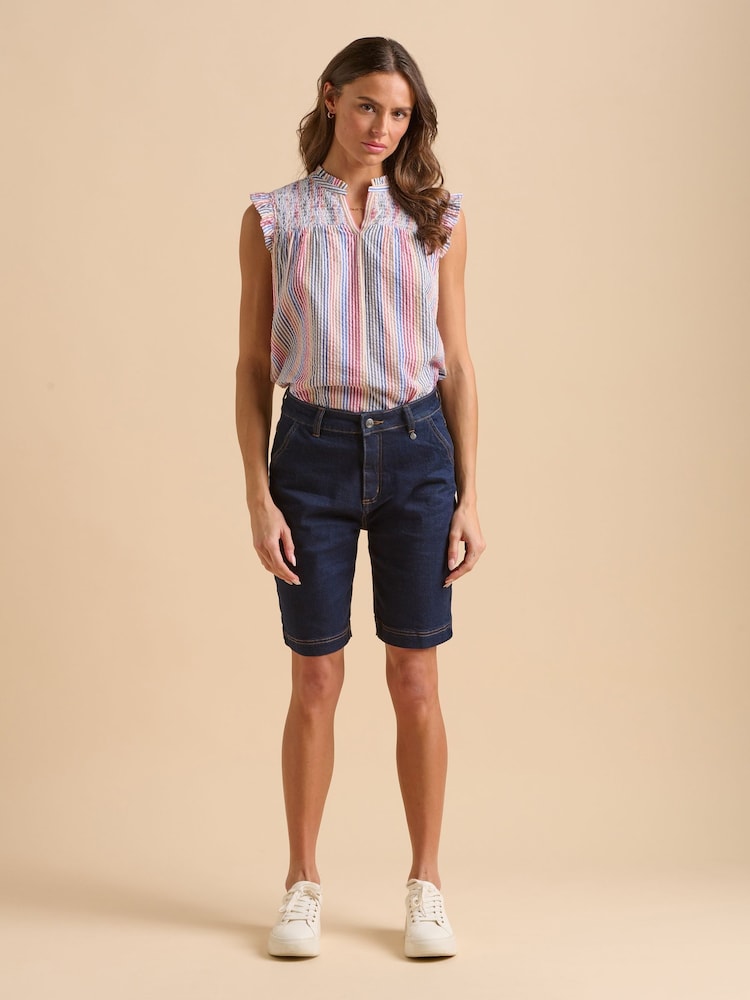 Brakeburn Blue Wide Leg Denim Shorts - Image 1 of 6