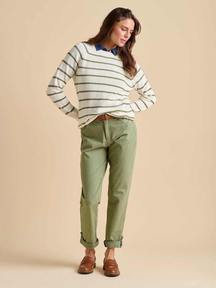 Brakeburn Cream Stripe Crew Neck Knitted Jumper - Image 4 of 4