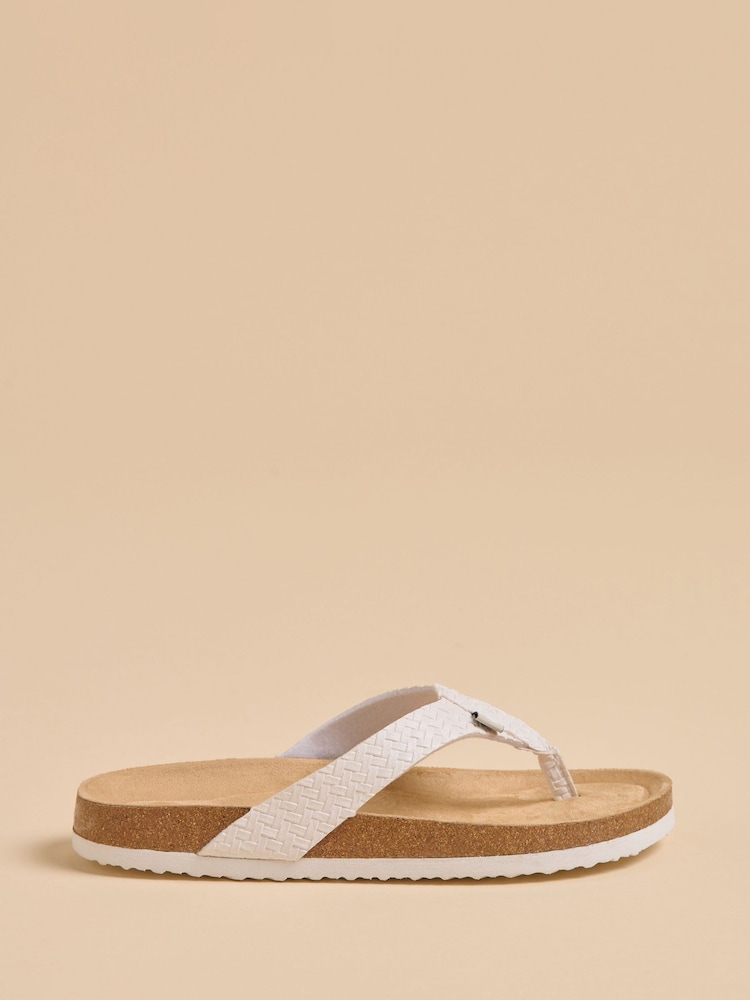 Brakeburn Cream Plaited Flip Flops - Image 1 of 4