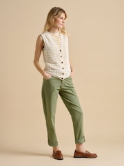 Brakeburn Cream Pointelle Knitted Button Tank - Image 1 of 5