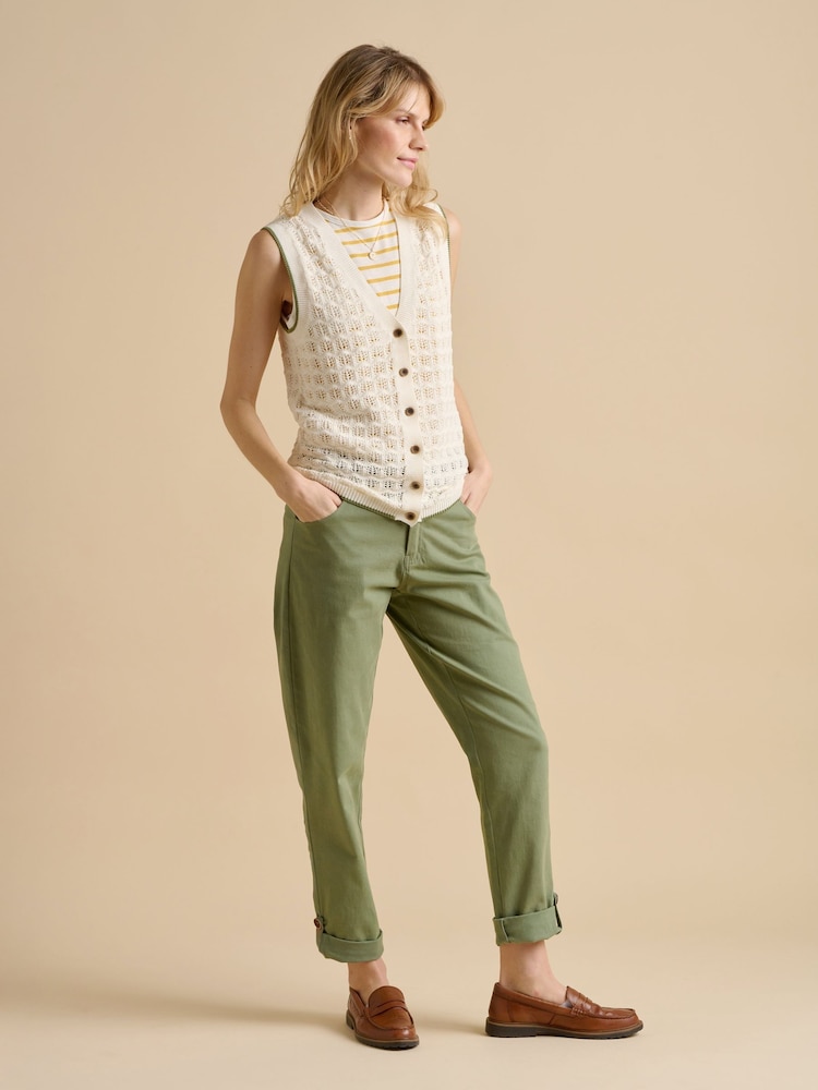 Brakeburn Cream Pointelle Knitted Button Tank - Image 1 of 5