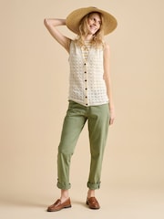 Brakeburn Cream Pointelle Knitted Button Tank - Image 4 of 5
