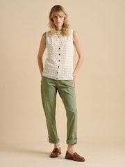Brakeburn Cream Pointelle Knitted Button Tank - Image 5 of 5