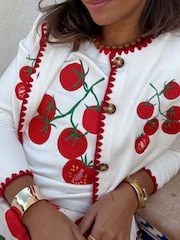 Never Fully Dressed Tomato Embroidered Cardigan - Slika 2 iz 5