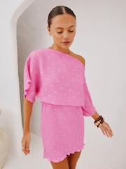 Never Fully Dressed Pink Petal Mini Tilly Dress - Image 4 of 9