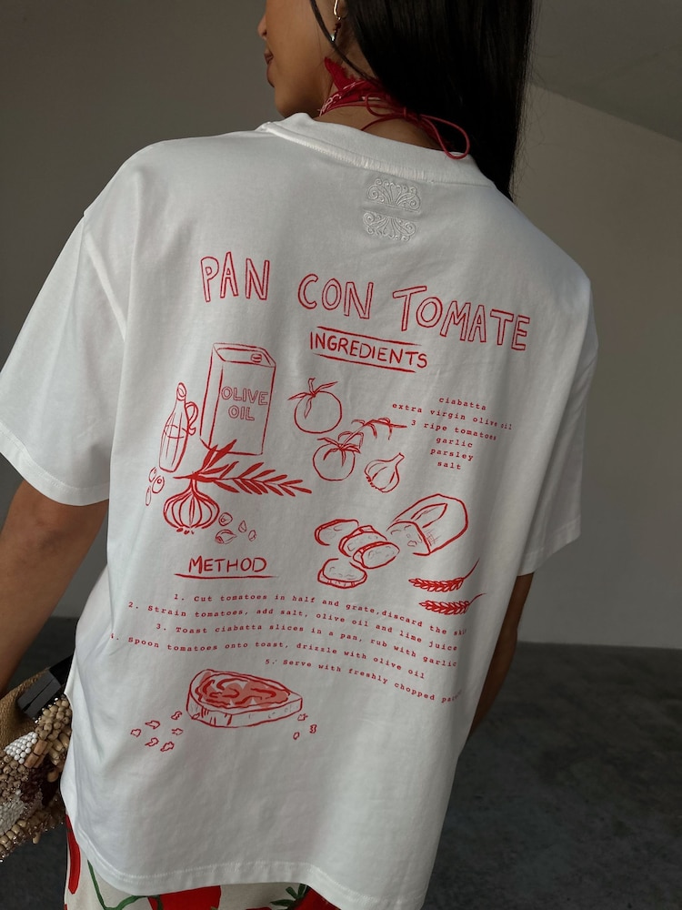 Never Fully Dressed White Pan Con Tomate 100% Cotton T-Shirt - Image 2 of 2