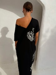 Never Fully Dressed Black Palma 100% Cotton T-Shirt Dress - Image 2 of 4
