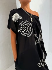 Never Fully Dressed Black Palma 100% Cotton T-Shirt Dress - Image 4 of 4