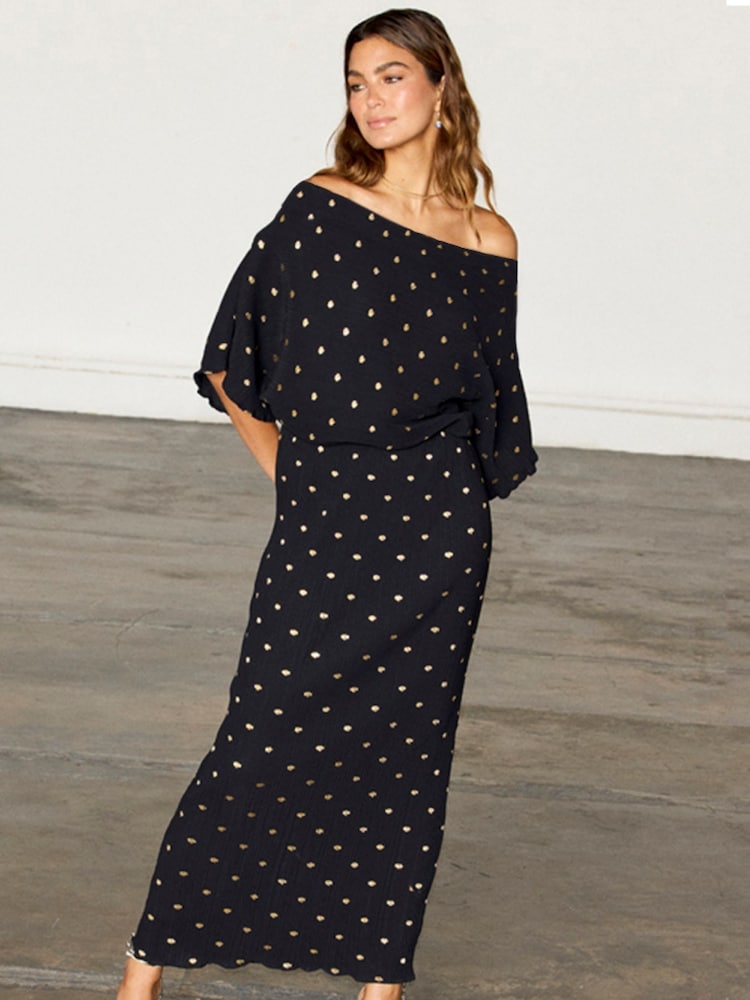 Never Fully Dressed Black Plisse Tilly Dress - Image 1 of 8