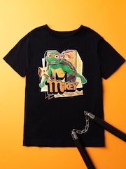 Vanilla Underground Black Teenage Mutant Ninja Turtles Mikey Short Sleeved 100% Cotton T-Shirt - Image 3 of 7
