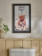 Neutral Hamish The Highland Cow On The Loo Wall Art - Image 1 of 5