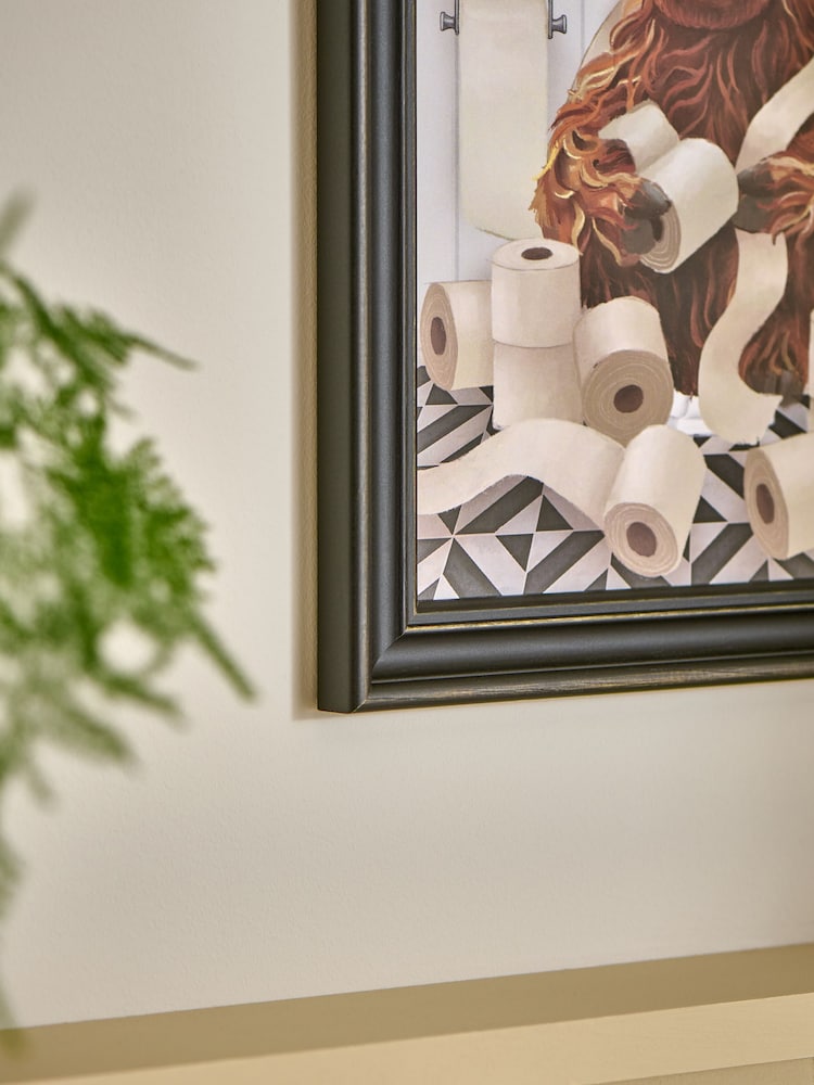 Neutral Hamish The Highland Cow On The Loo Wall Art - Image 3 of 5