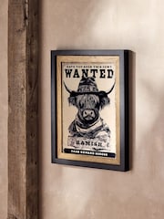 Black Hamish the Highland Cow Wanted Wall Art - Image 2 of 5
