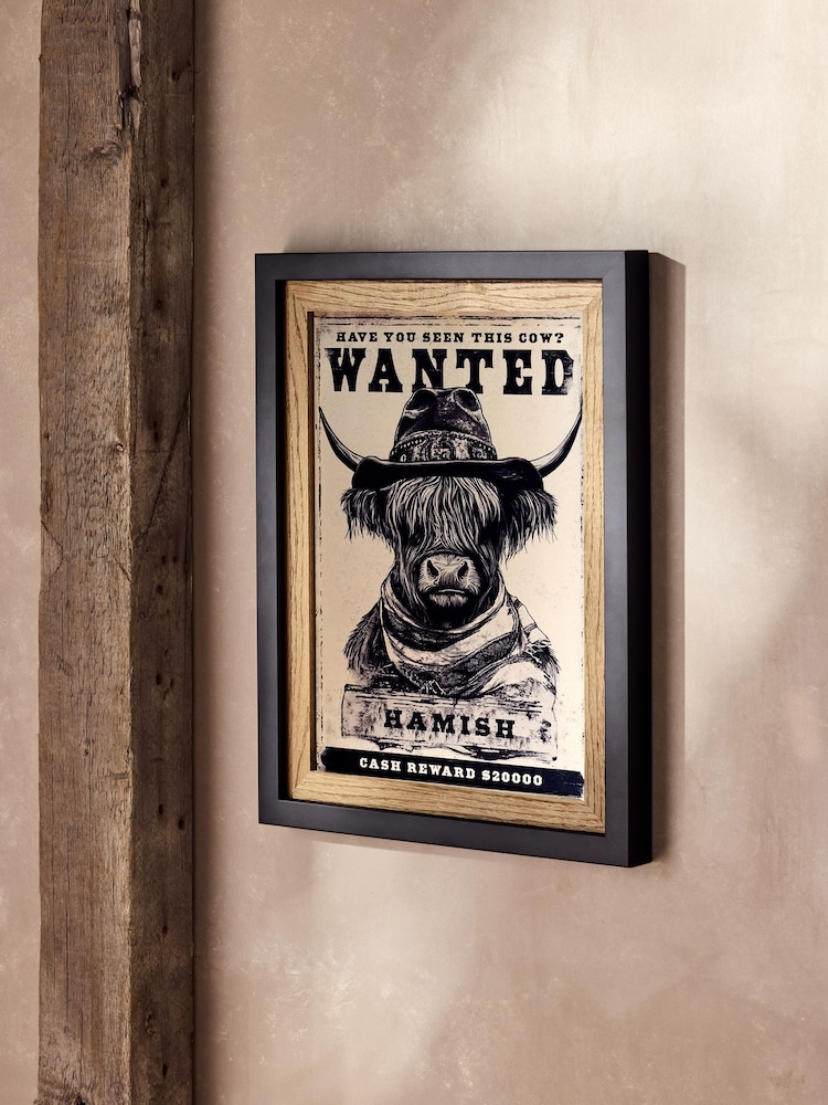 Black Hamish the Highland Cow Wanted Wall Art - Image 2 of 5