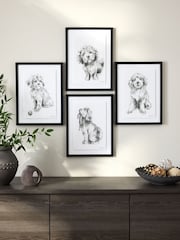 Set of 4 Black White Sketched Cockapoo Wall Art - Image 1 of 5