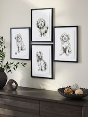 Set of 4 Black White Sketched Cockapoo Wall Art - Image 2 of 5