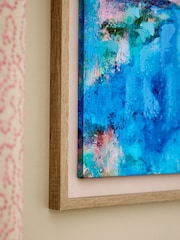 Blue Dreamlake Scape By Sonal Nathwani Handpaint Detail Framed Wall Art - Image 3 of 5
