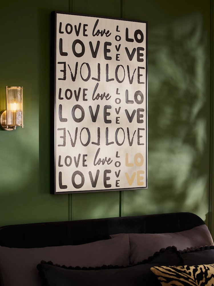 Black White Statement Love Hand Paint Detail Wall Art - Image 2 of 4 Black White Statement Love Hand Paint Detail Wall Art - Image 2 of 4