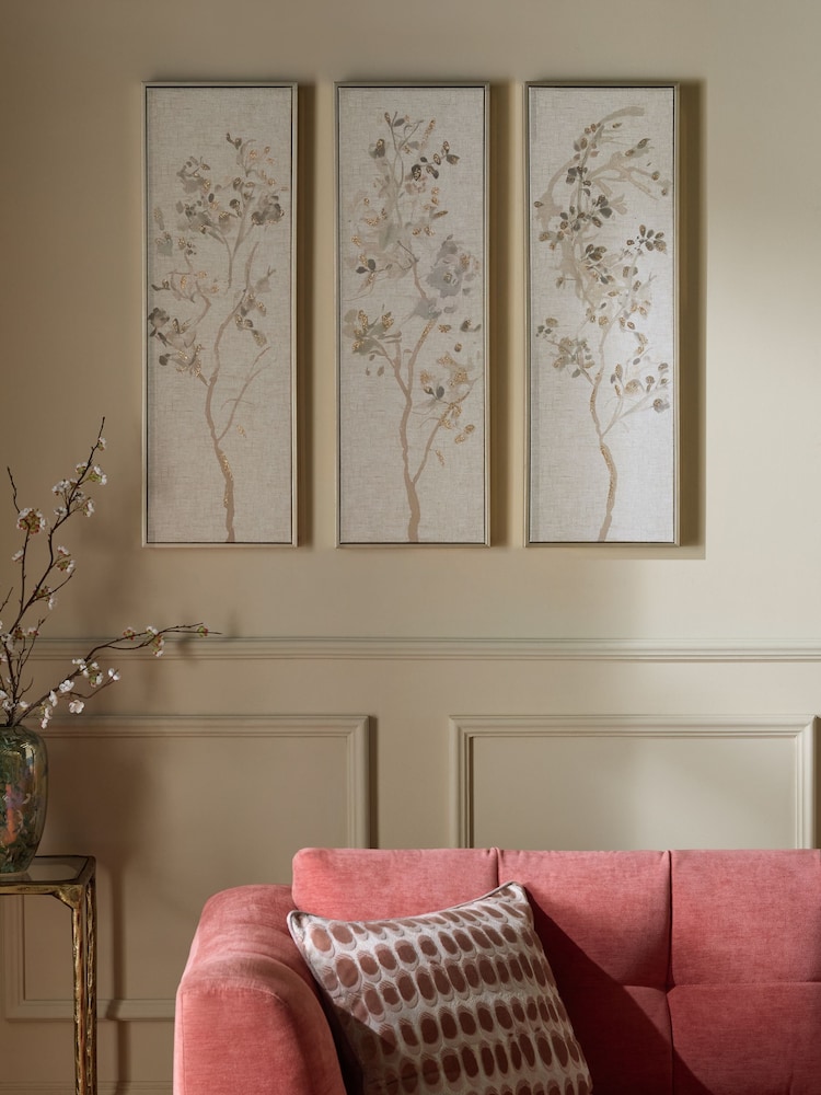 Set of 3 Neutral Pretty Floral Wall Art - Image 1 of 5 Set of 3 Neutral Pretty Floral Wall Art - Image 1 of 5