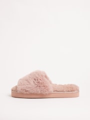 Rosa - Lipsy Faux Fur Plataforma Slider Nightwear Slipper - Imagem 5 de 5