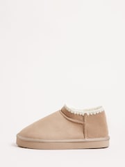 Lipsy Taupe Faux Fur Whipstitch Detail Platform Bootie Nightwear Slippers - Image 5 of 5