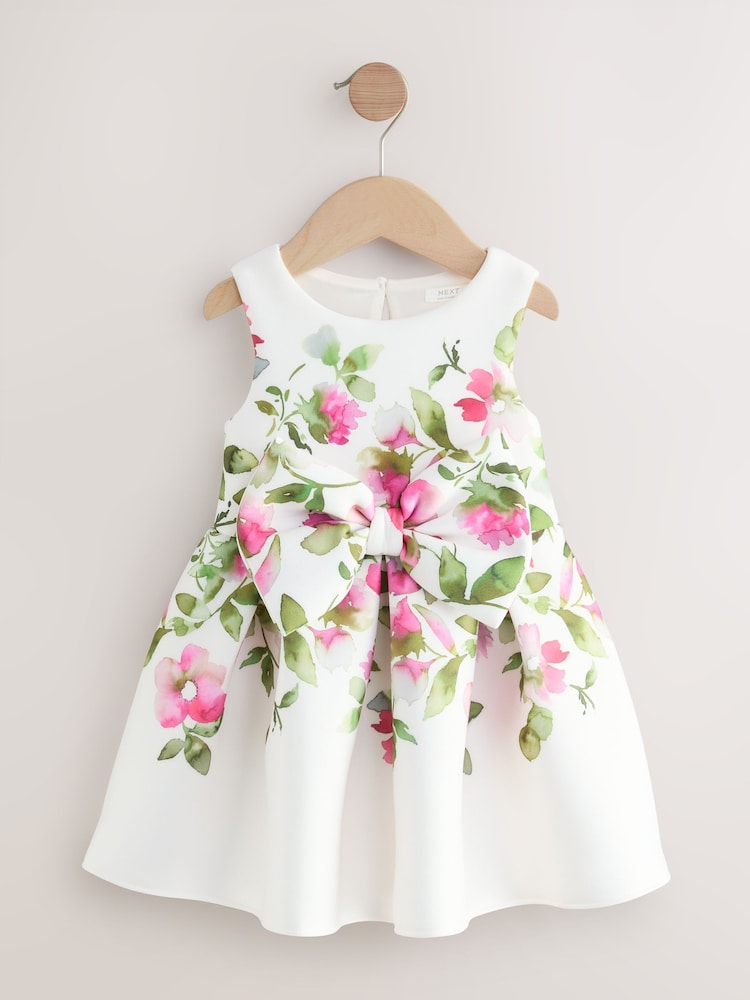 Ecru, Weiß - Ärmelloses Partykleid mit Blumenmuster (3 Monate bis 7 Jahre) - Bild 1 von 4 Ecru, Weiß - Ärmelloses Partykleid mit Blumenmuster (3 Monate bis 7 Jahre) - Bild 1 von 4