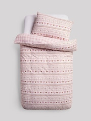 Pink Fairisle Heart Super Soft Brushed Cotton Duvet Cover and Pillowcase Set - Image 3 of 5