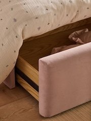 Soft Velvet Blush Pink Storytime Drawer Storage Bed Single Bed Frame With Drawer Storage - Image 6 of 8