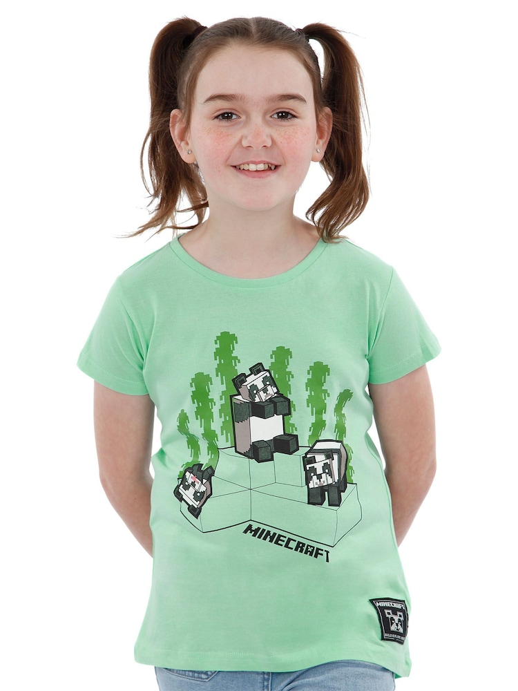 Character Green Minecraft Panda Gaming 100% Cotton T-Shirt - Image 1 of 5 Character Green Minecraft Panda Gaming 100% Cotton T-Shirt - Image 1 of 5