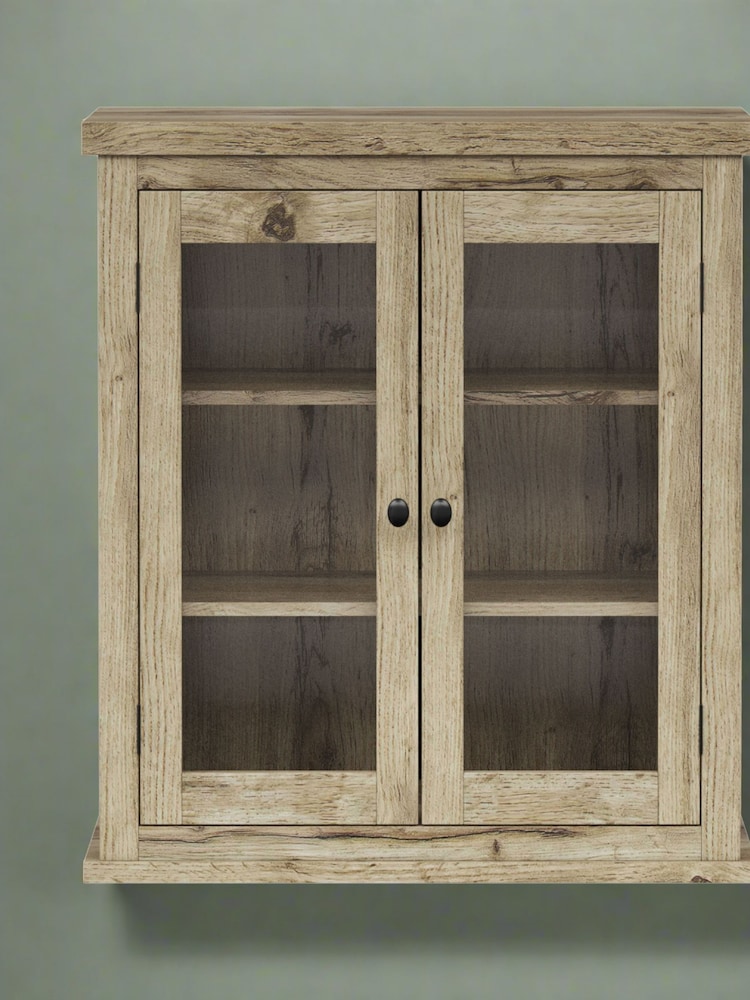 Teamson Home Light Oak Donovan Wall Cabinet with 2 Doors and 3 Open Shelves - Image 1 of 6