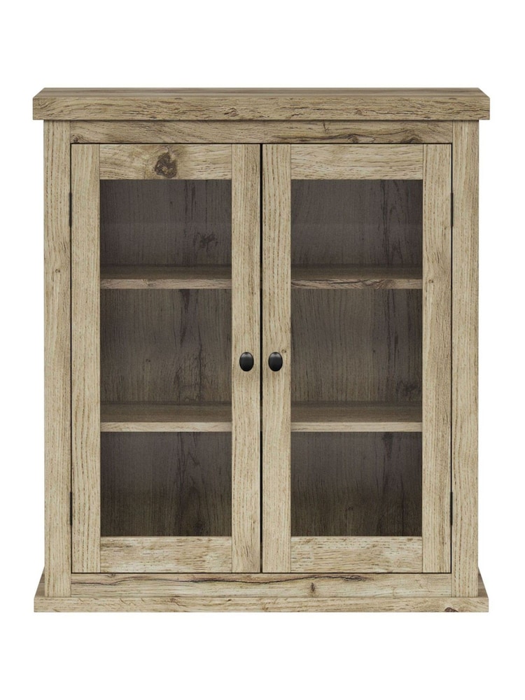 Teamson Home Light Oak Donovan Wall Cabinet with 2 Doors and 3 Open Shelves - Image 2 of 6