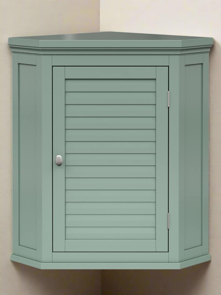 Teamson Home Sage Green Glancy One Shutter Door Removable Wooden Corner Cabinet - Image 1 of 6