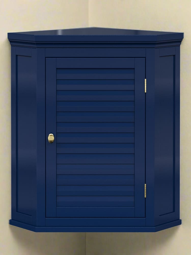 Teamson Home Navy Glancy One Shutter Door Removable Wooden Corner Cabinet - Image 1 of 6