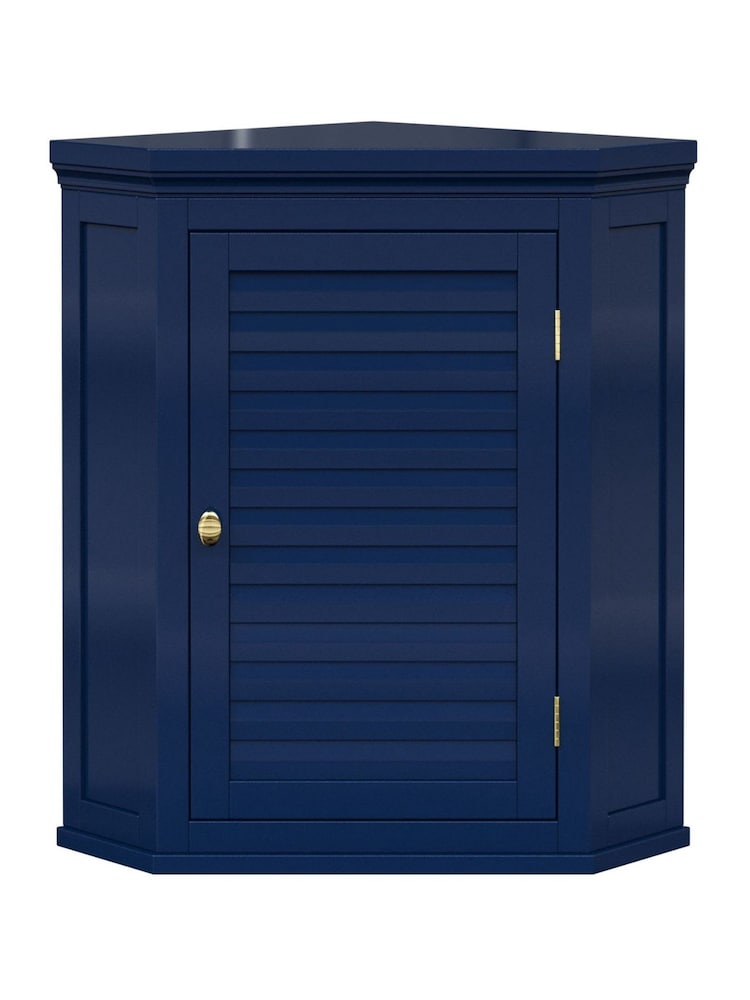 Teamson Home Navy Glancy One Shutter Door Removable Wooden Corner Cabinet - Image 2 of 6