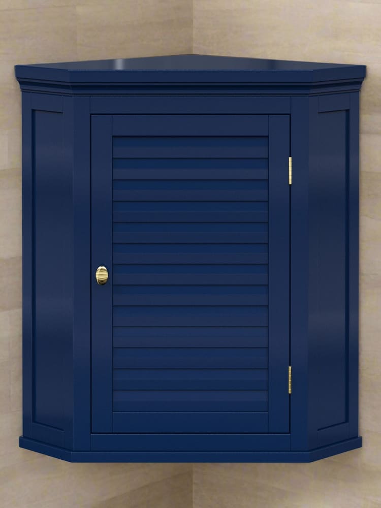 Teamson Home Navy Glancy One Shutter Door Removable Wooden Corner Cabinet - Image 6 of 6