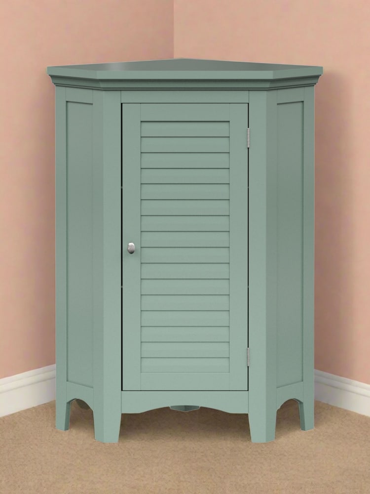 Teamson Home Sage Green Glancy One Shutter Doors Wooden Corner Stand Floor Cabinet - Image 1 of 6