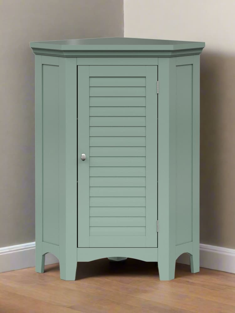 Teamson Home Sage Green Glancy One Shutter Doors Wooden Corner Stand Floor Cabinet - Image 6 of 6