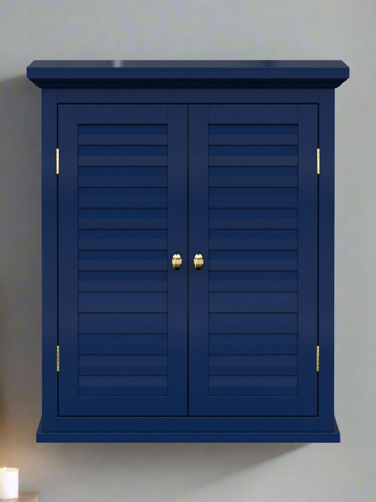 Teamson Home Navy Glancy Two Shutter Doors Removable Wooden Wall Cabinet - Image 1 of 6