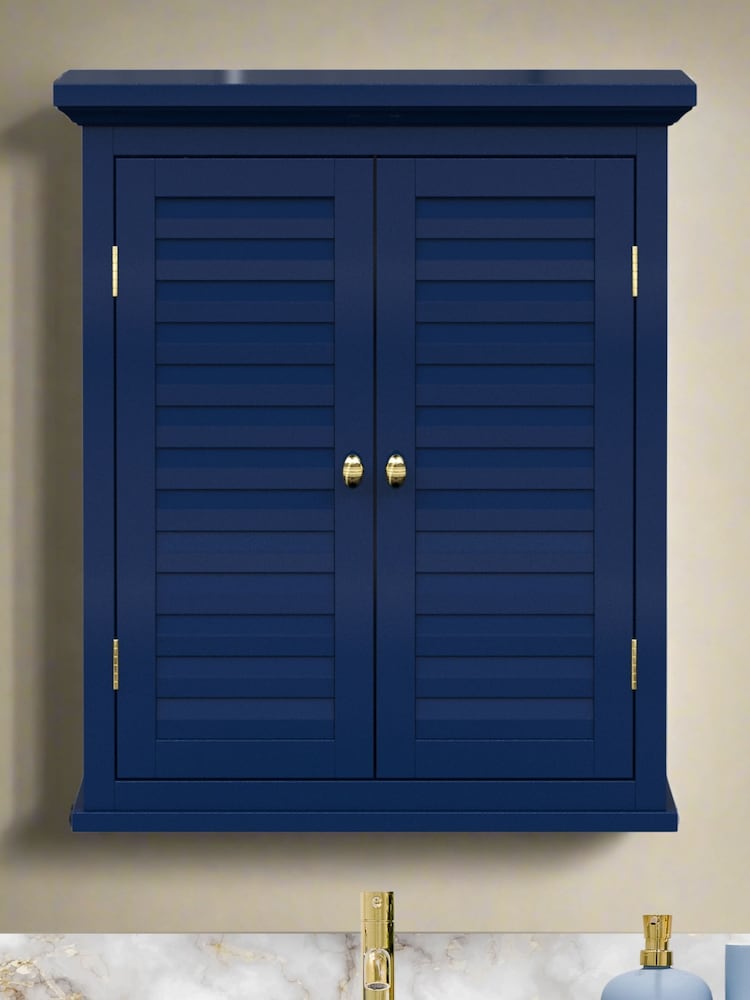 Teamson Home Navy Glancy Two Shutter Doors Removable Wooden Wall Cabinet - Image 2 of 6
