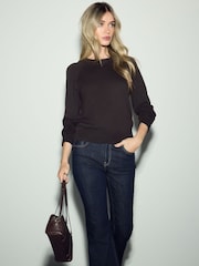 Chocolate Brown Soft Touch Crew Neck Cotton Rich Jumper - Image 2 of 9